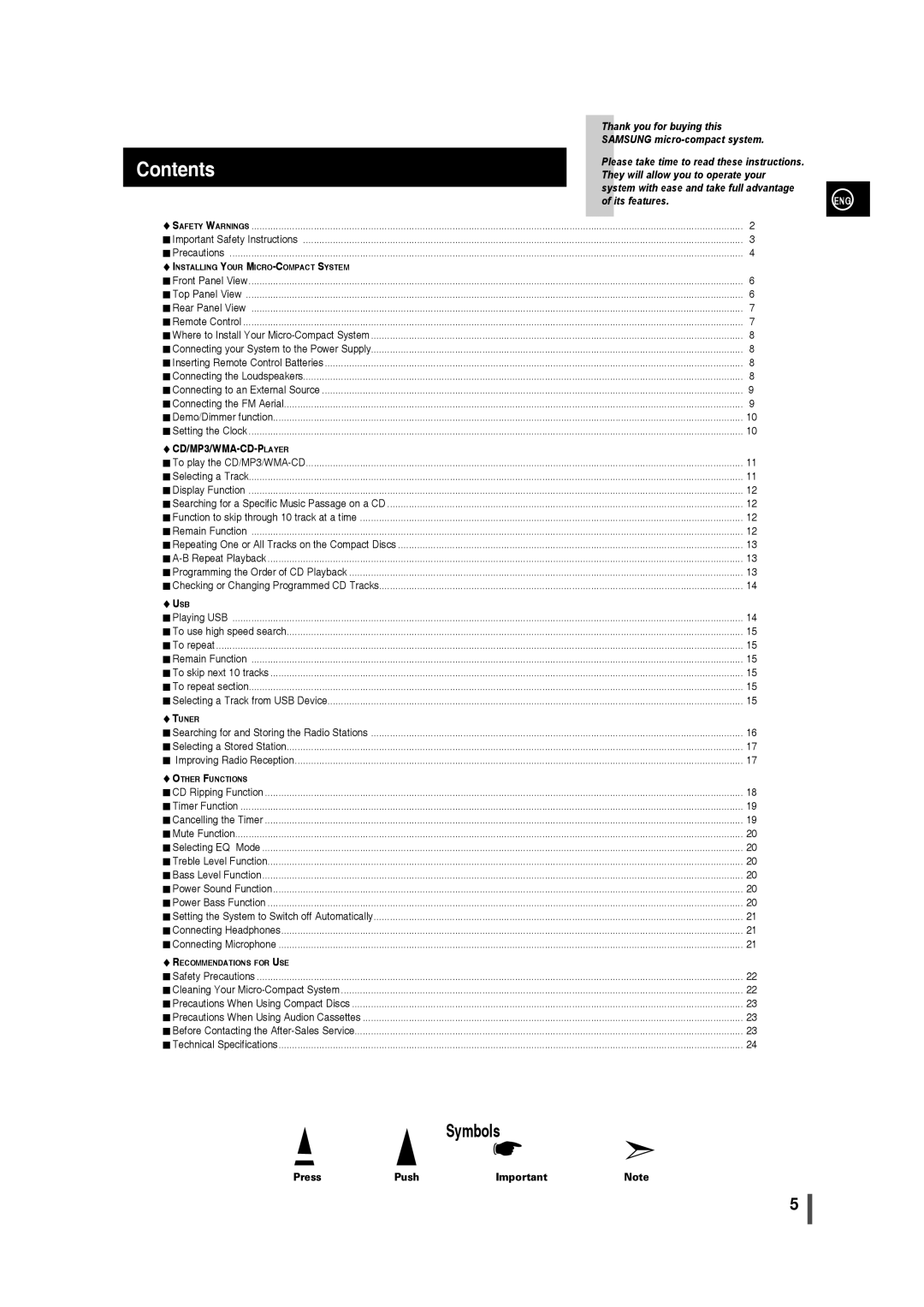 Samsung MM-C330 user manual Contents 