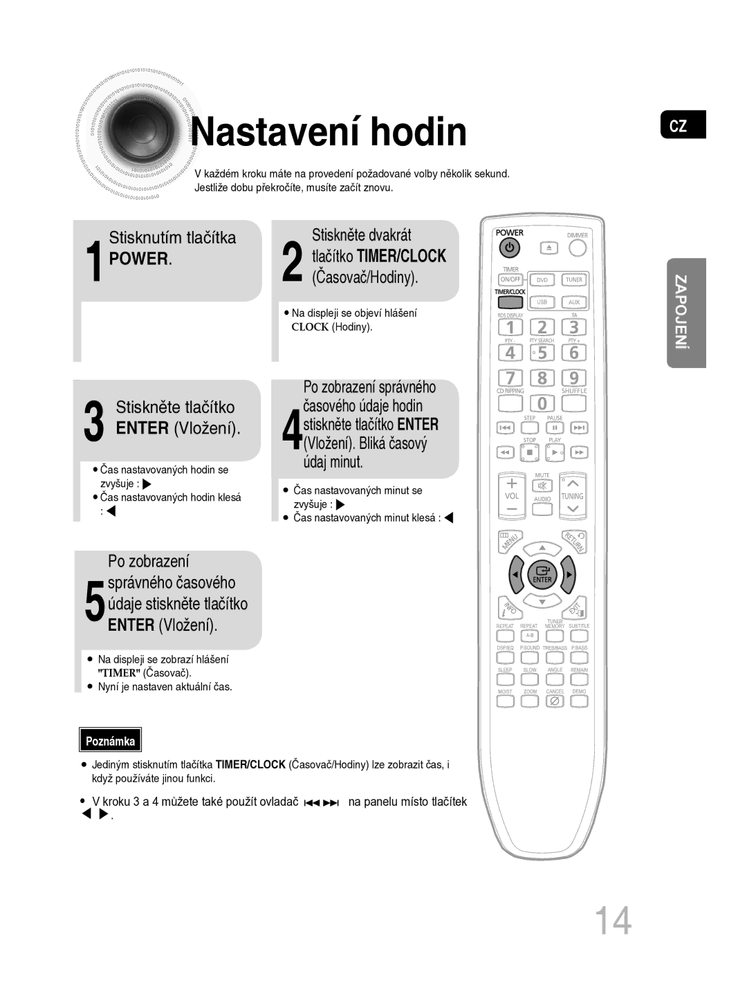 Samsung MM-C330D/EDC manual Nastavení hodin 