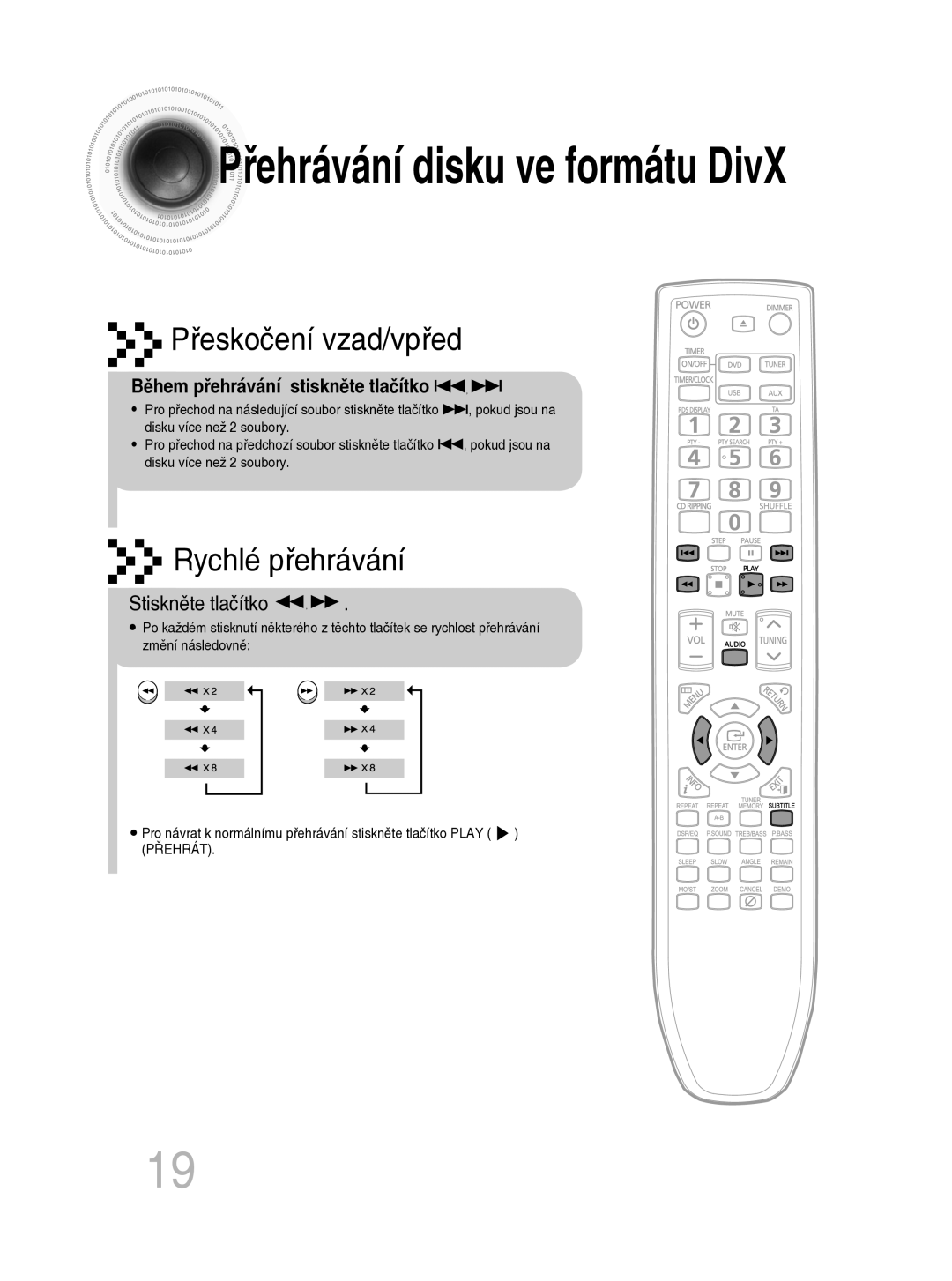 Samsung MM-C330D/EDC manual Řehrávání disku ve formátu DivX 