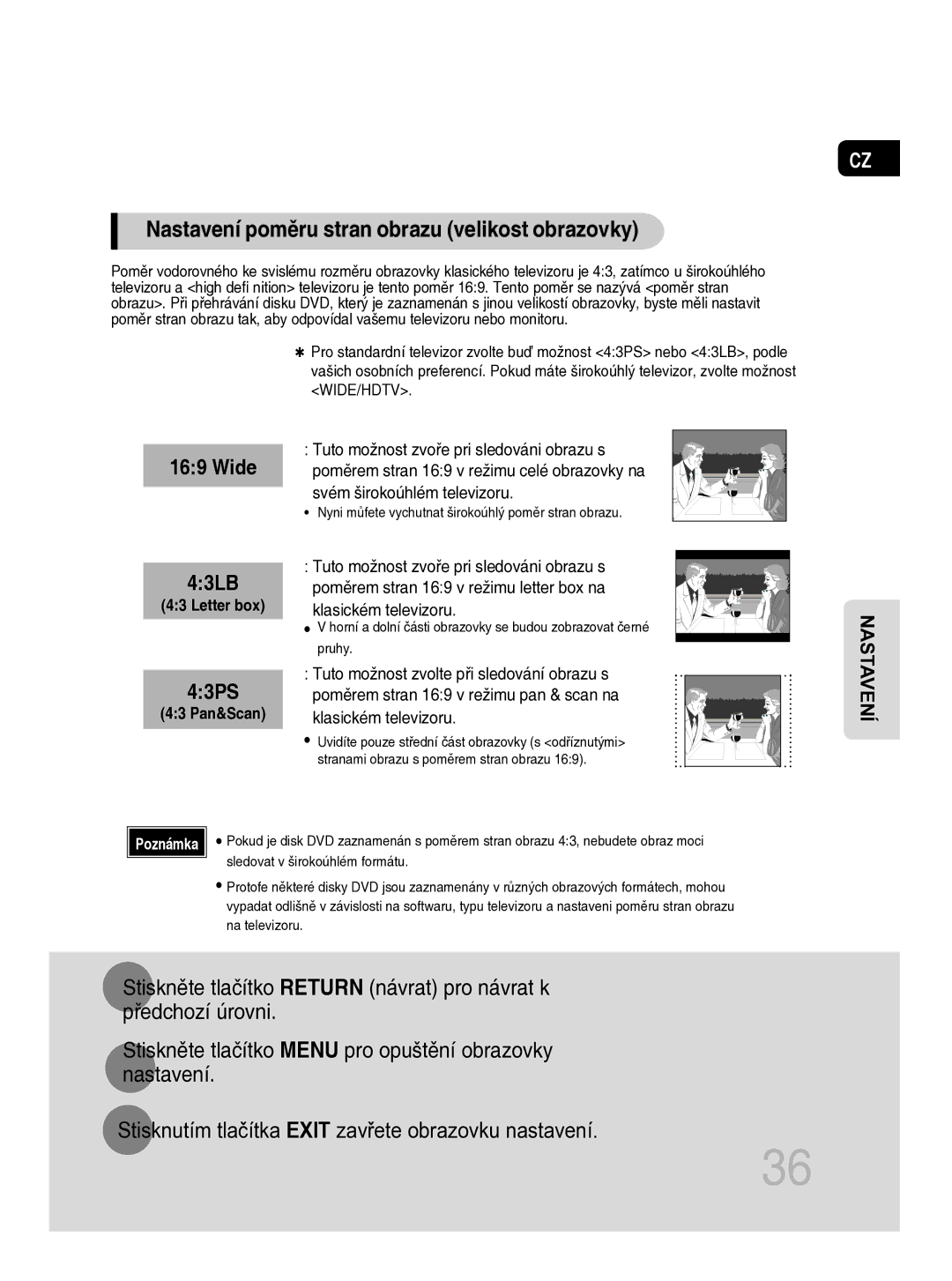 Samsung MM-C330D/EDC manual Nastavení poměru stran obrazu velikost obrazovky, Pruhy, Stranami obrazu s poměrem stran obrazu 