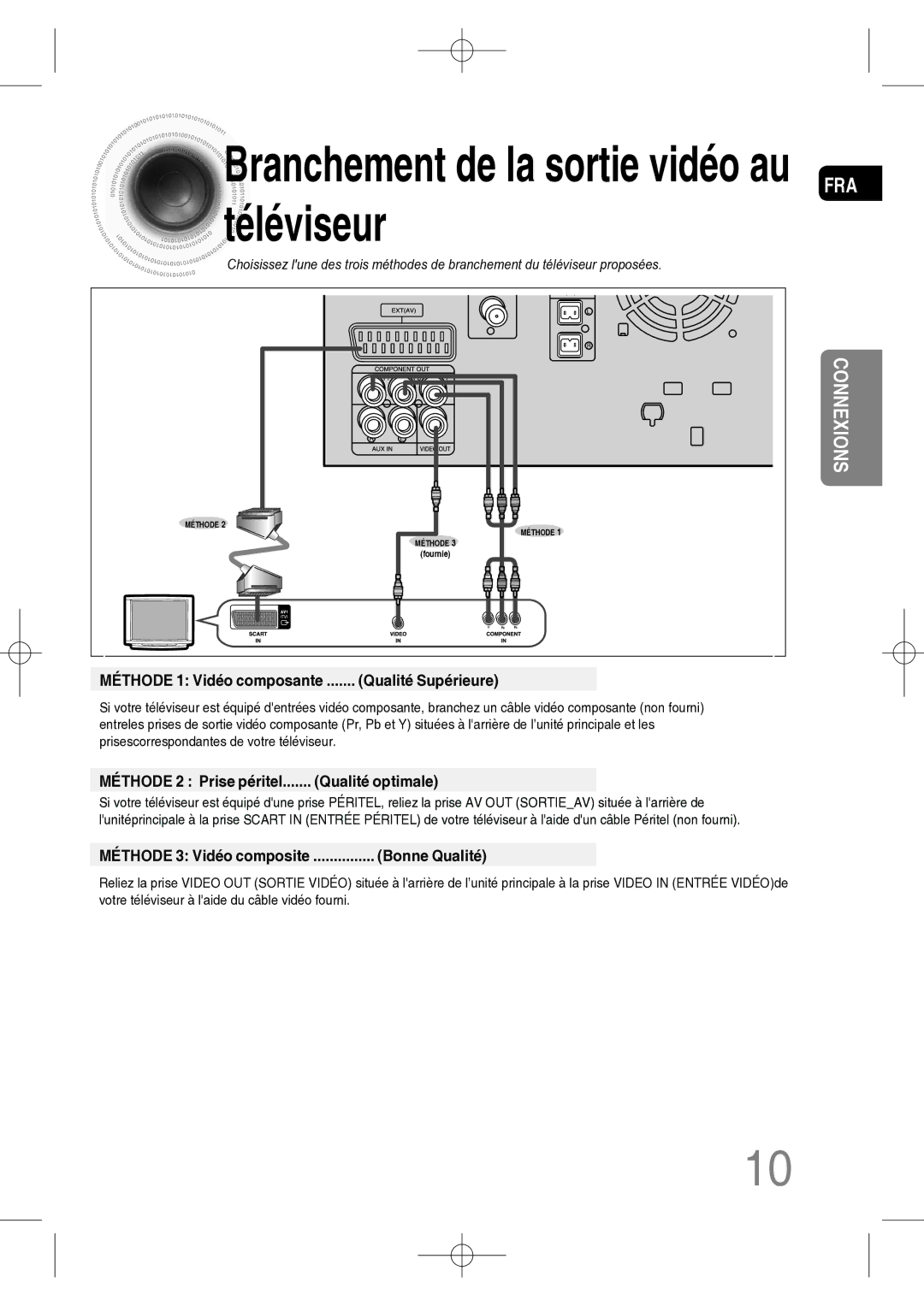 Samsung MM-C330D/XEF manual Branchement de la sortie vidéo au FRA téléviseur, Qualité optimale, Bonne Qualité 