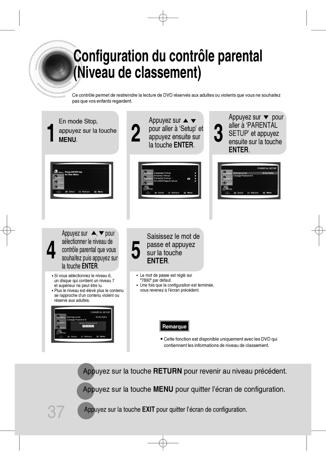 Samsung MM-C330D/XEF manual Saisissez le mot de, La touche Enter, Mode Stop, Appuyez sur la touche 