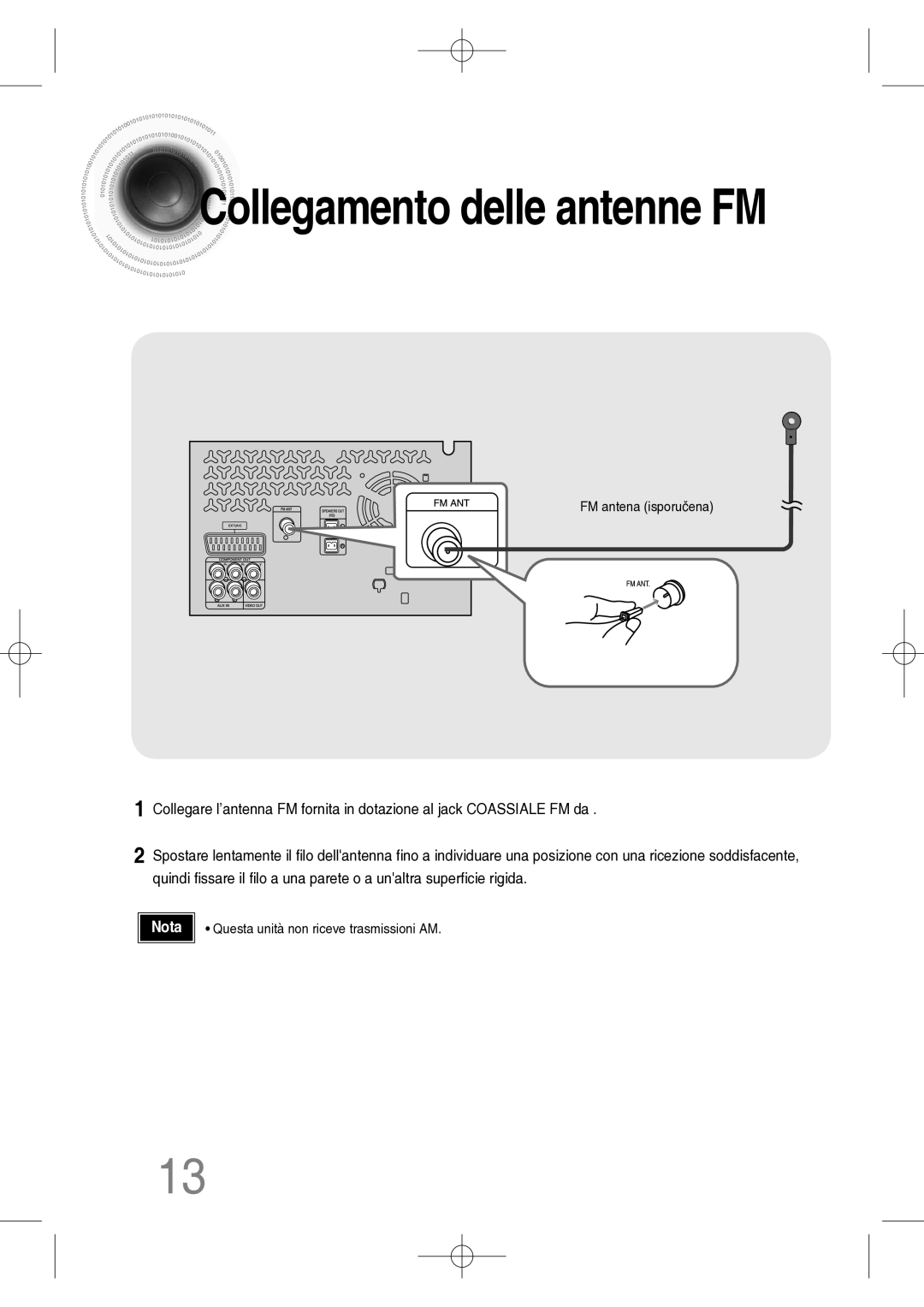 Samsung MM-C330D/XEF manual Collegamento delle antenne FM 