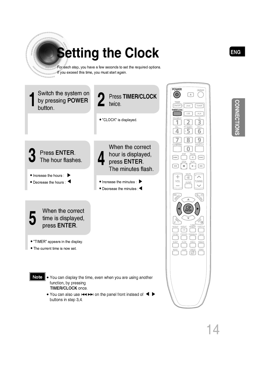 Samsung MM-C330D/EDC, MM-C330D/XEN, MM-C330/EDC manual Setting the Clock, Twice, 1button, When the correct, Press Enter 