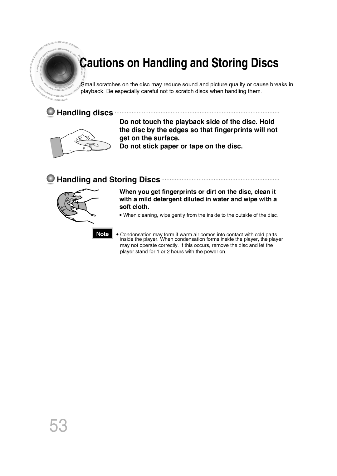 Samsung MM-C330D/XEN, MM-C330D/EDC, MM-C330/EDC, MM-C330D/XEE, MM-C330/XEE manual Handling discs, Handling and Storing Discs 