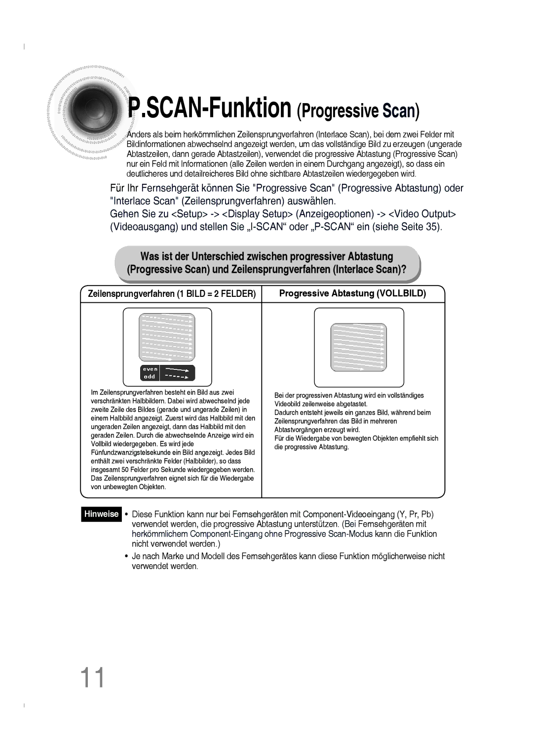 Samsung MM-C330D/EDC, MM-C330D/XEN manual Scan -FunktionProgressive Scan 