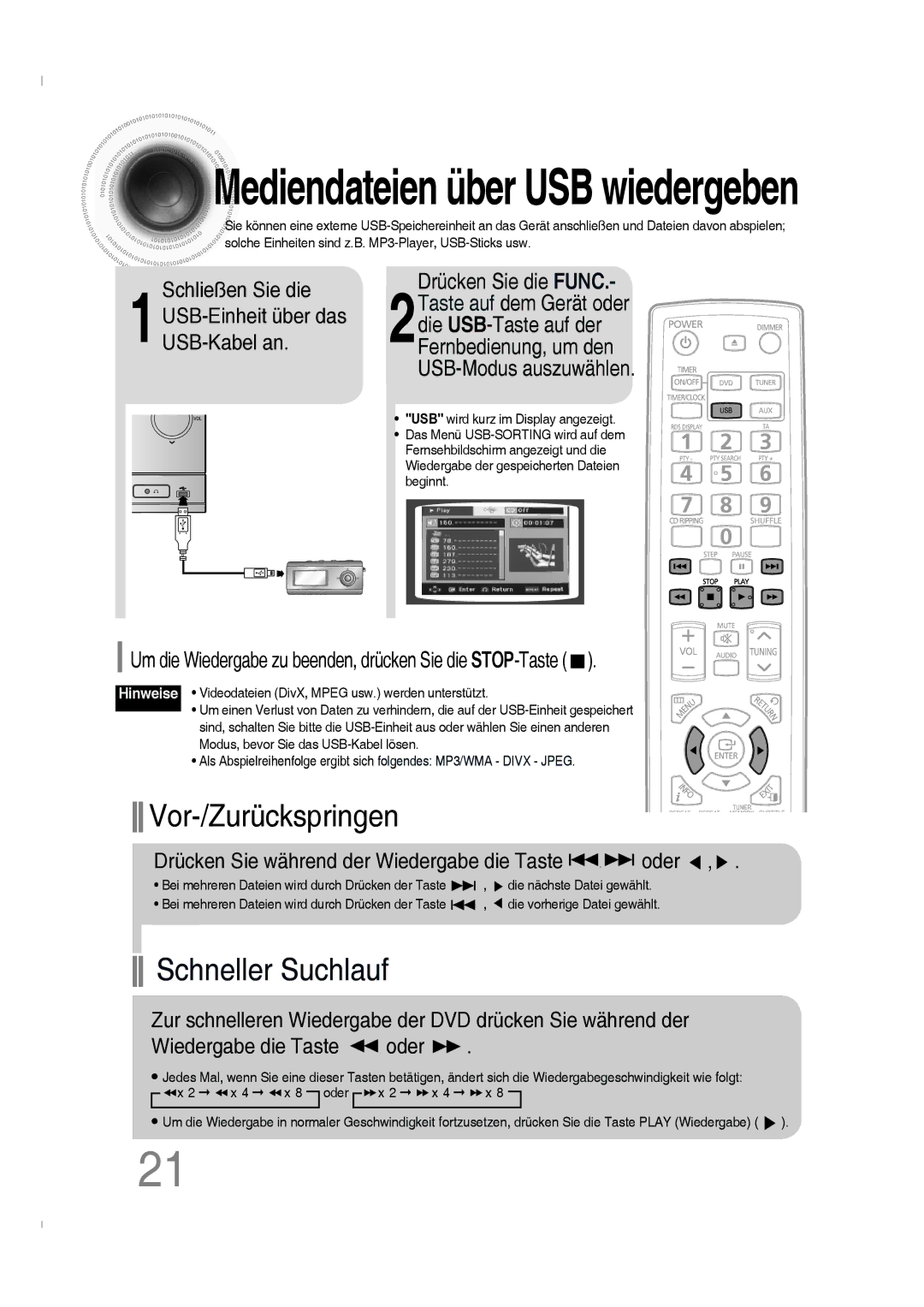 Samsung MM-C330D/EDC, MM-C330D/XEN manual Um die Wiedergabe zu beenden, drücken Sie die STOP-Taste 