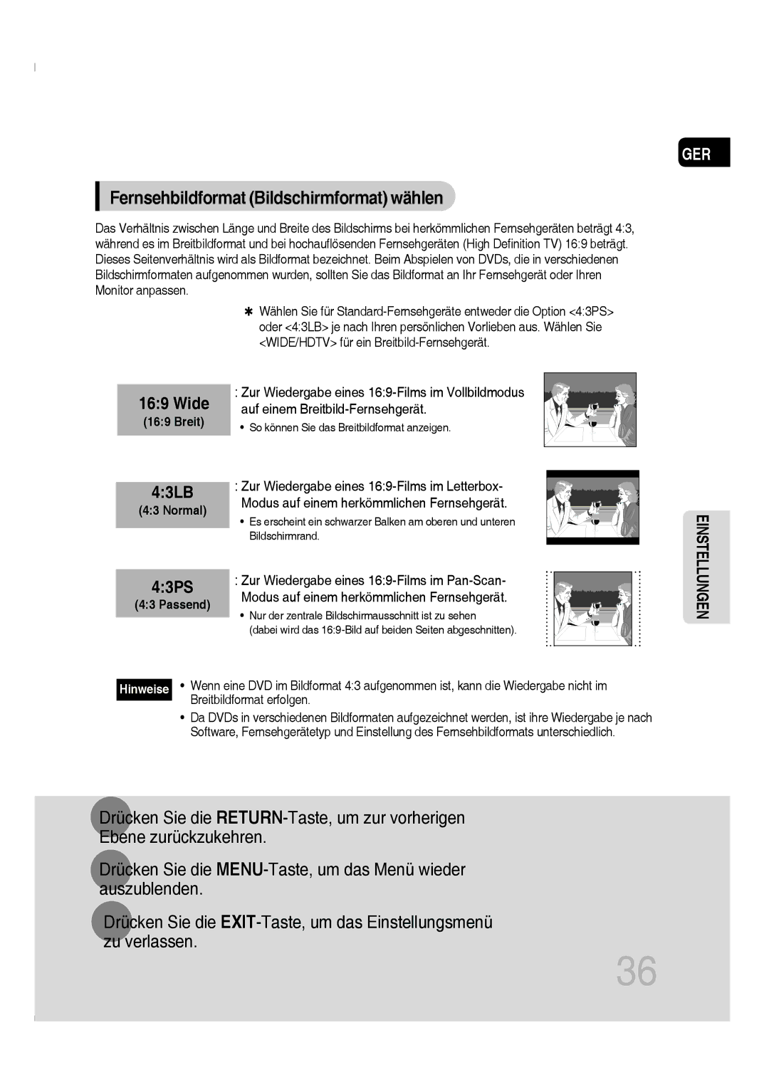 Samsung MM-C330D/XEN, MM-C330D/EDC manual Fernsehbildformat Bildschirmformat wählen, Breit, Normal, Passend 