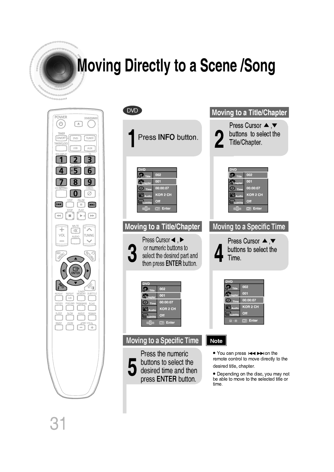 Samsung MM-C330D/XER manual Time, Press the numeric 