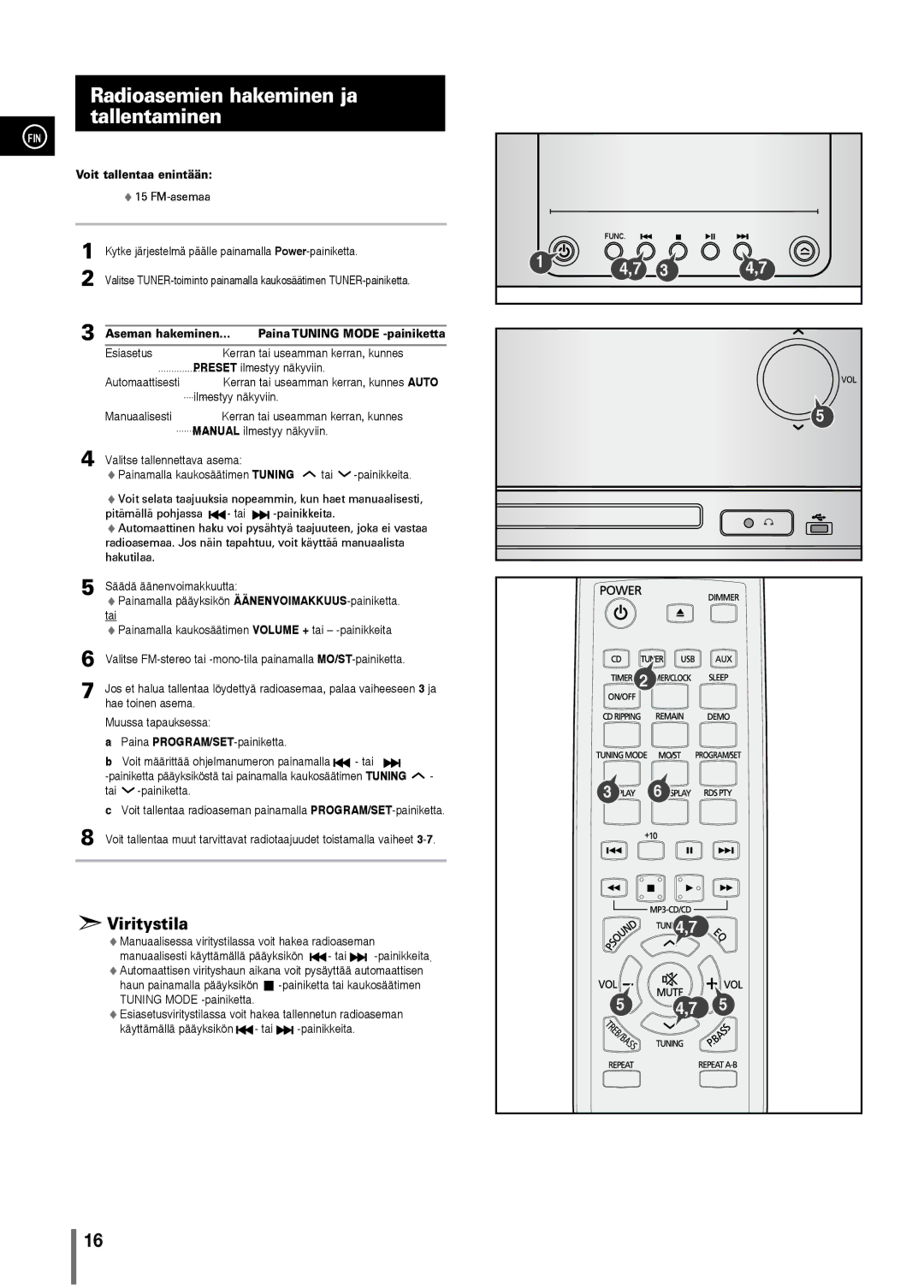 Samsung MM-C330/XEE manual Radioasemien hakeminen ja tallentaminen, Voit tallentaa enintään 