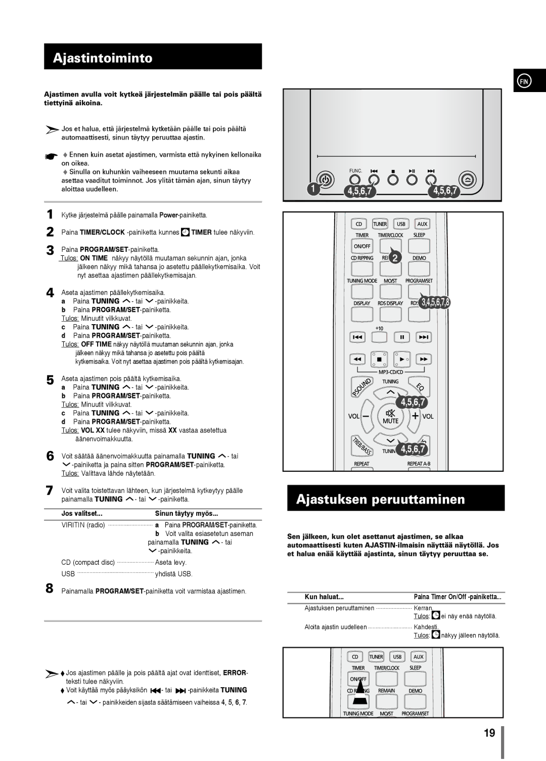 Samsung MM-C330/XEE manual Ajastintoiminto, Ajastuksen peruuttaminen, Jos valitset 