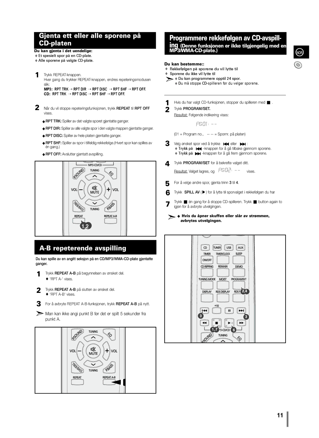 Samsung MM-C330/XEE Gjenta ett eller alle sporene på CD-platen, Repeterende avspilling, Du kan gjenta i det uendelige 