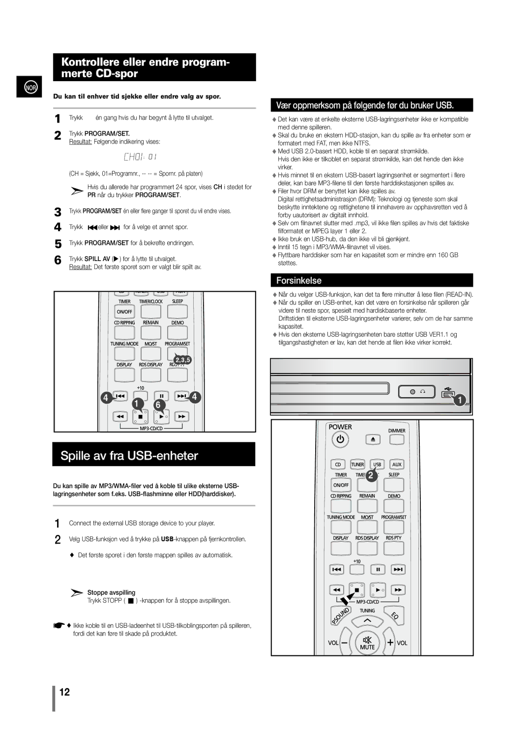 Samsung MM-C330/XEE Kontrollere eller endre program- merte CD-spor, Du kan til enhver tid sjekke eller endre valg av spor 