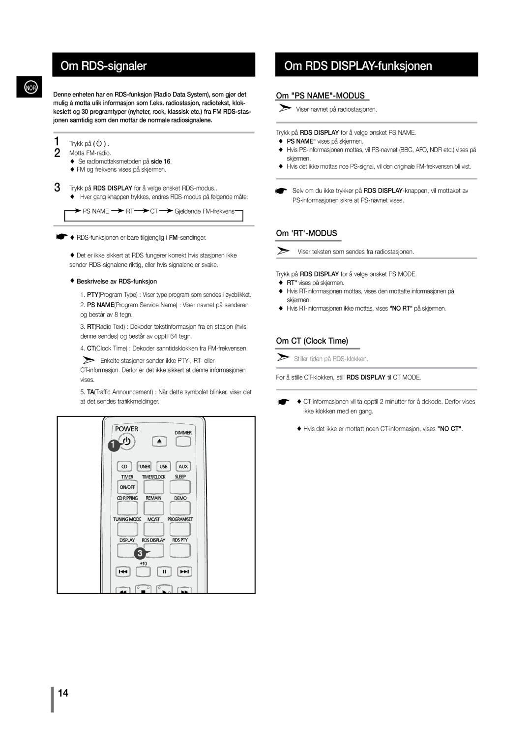 Samsung MM-C330/XEE manual Motta FM-radio, Se radiomottaksmetoden på side, FM og frekvens vises på skjermen 