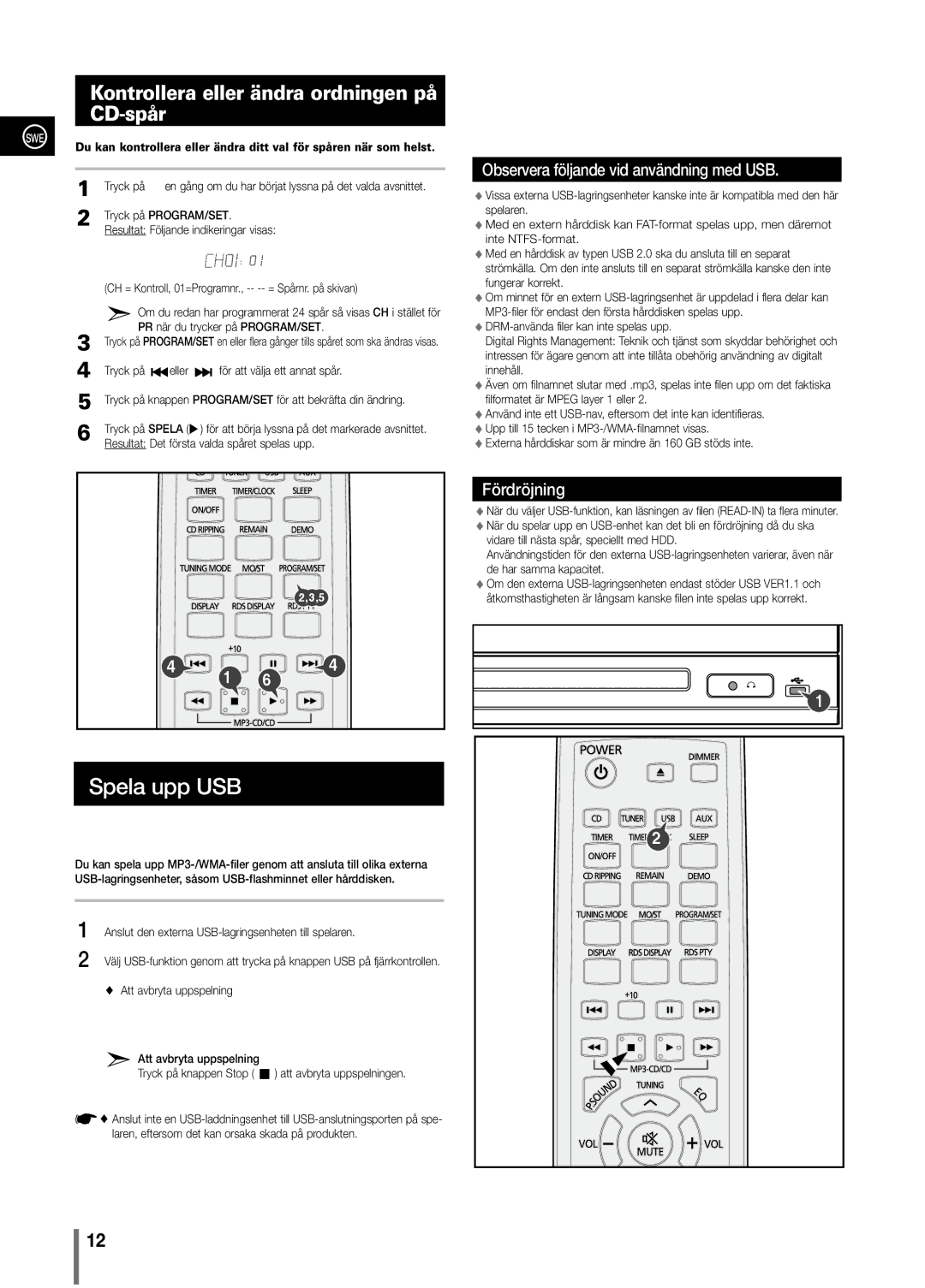 Samsung MM-C330/XEE manual Kontrollera eller ändra ordningen på CD-spår 