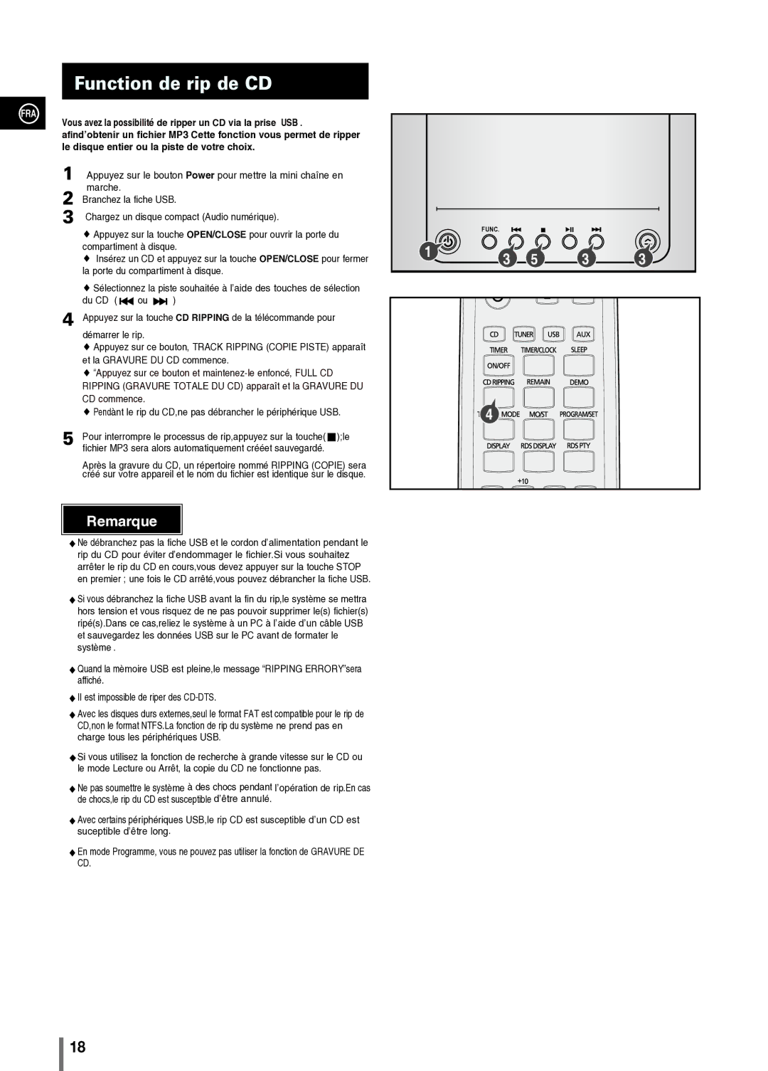 Samsung MM-C330/XEF manual Appuyez sur la touche OPEN/CLOSE pour ouvrir la porte du 