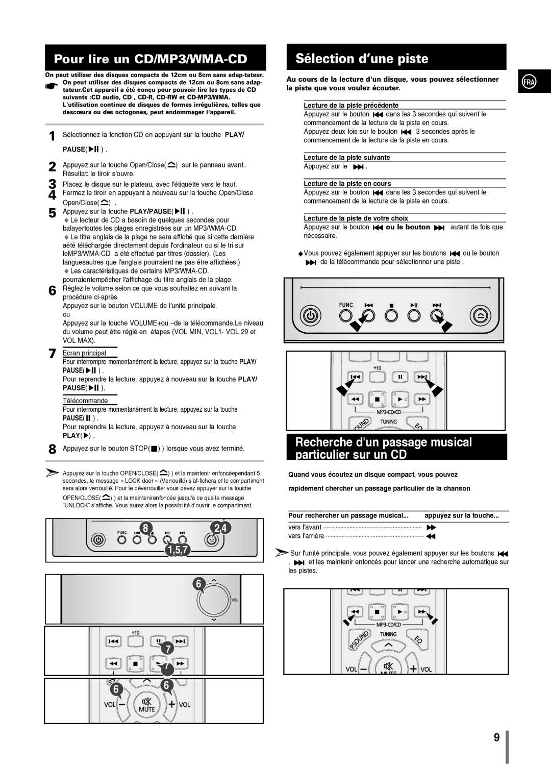 Samsung MM-C330/XEF manual Sélection d’une piste, Lecture de la piste suivante 