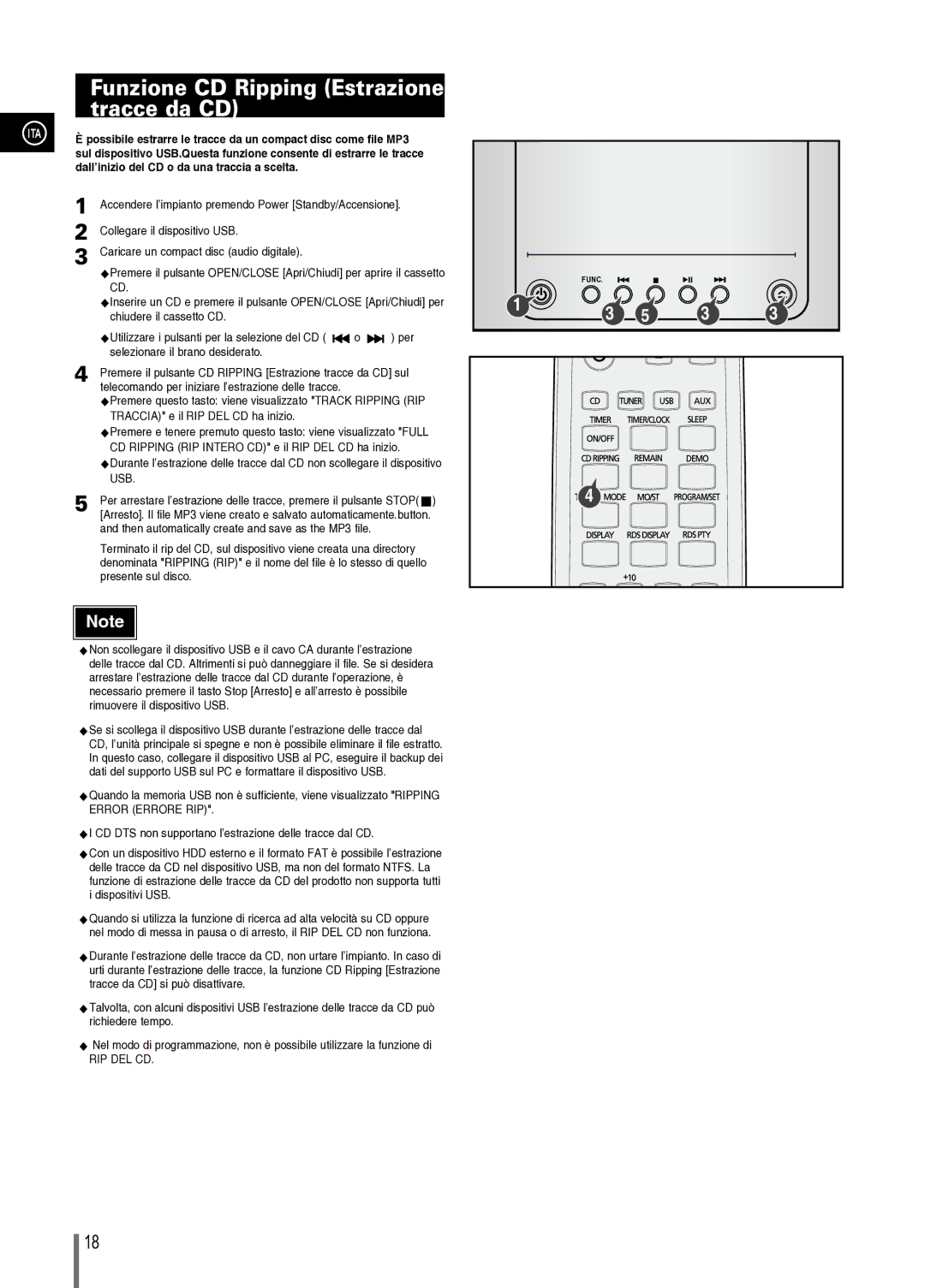 Samsung MM-C330/XEF manual Funzione CD Ripping Estrazione tracce da CD, Caricare un compact disc audio digitale 