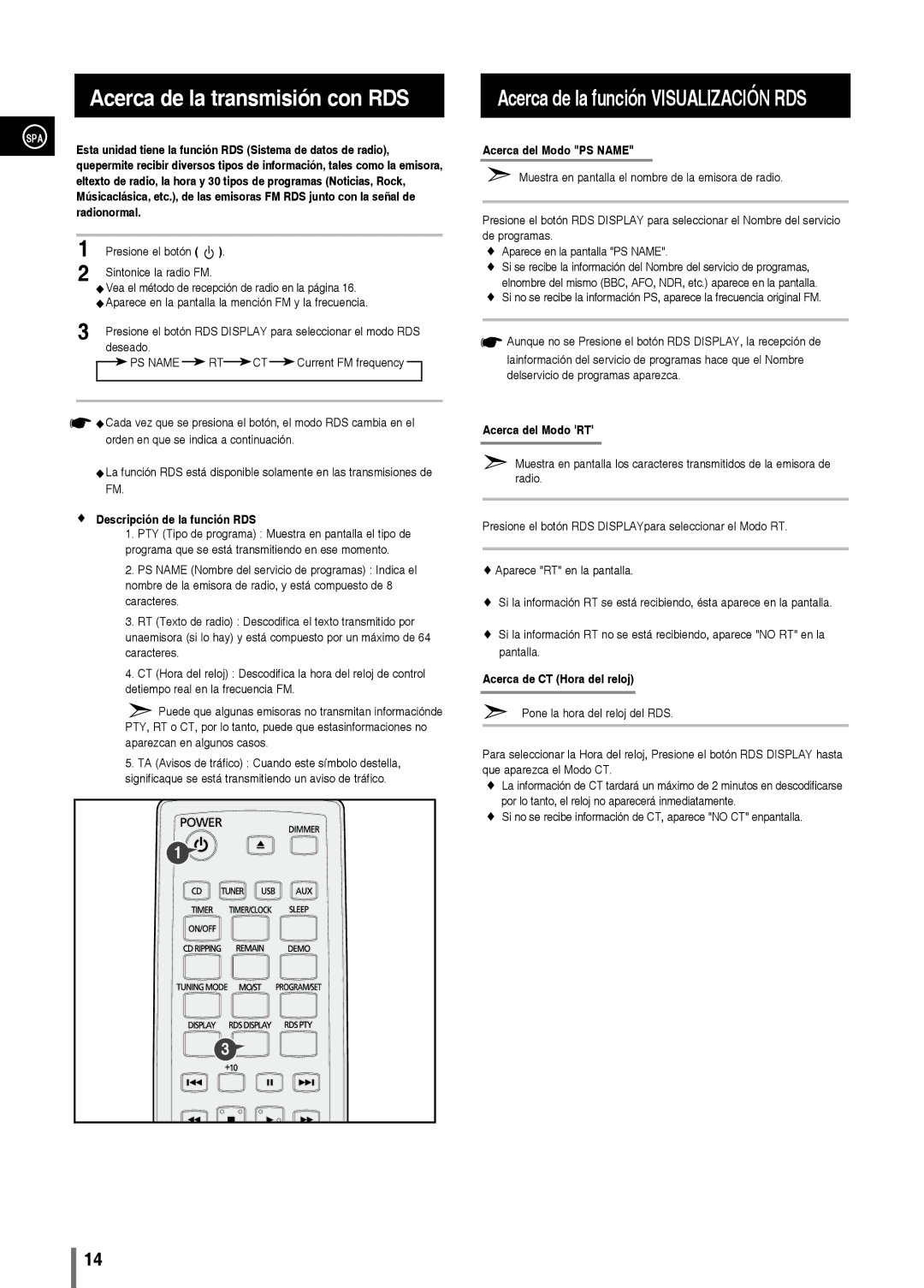 Samsung MM-C330/XEF manual Acerca de la transmisión con RDS, Acerca de la función Visualización RDS 