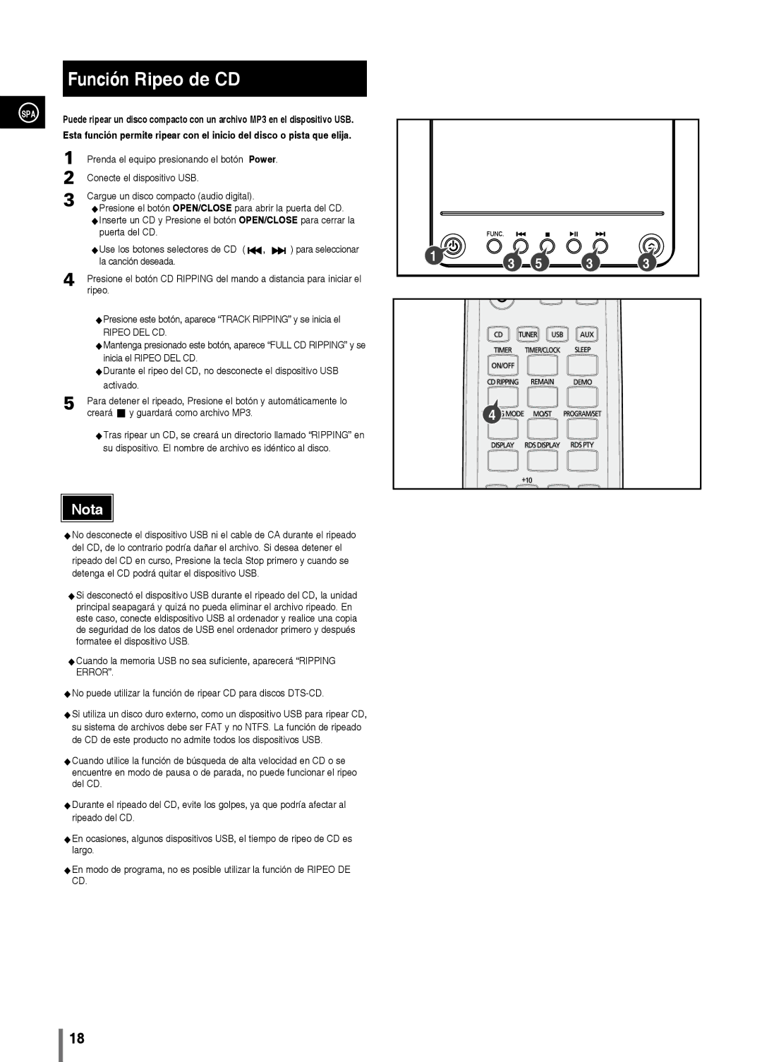 Samsung MM-C330/XEF manual Función Ripeo de CD 