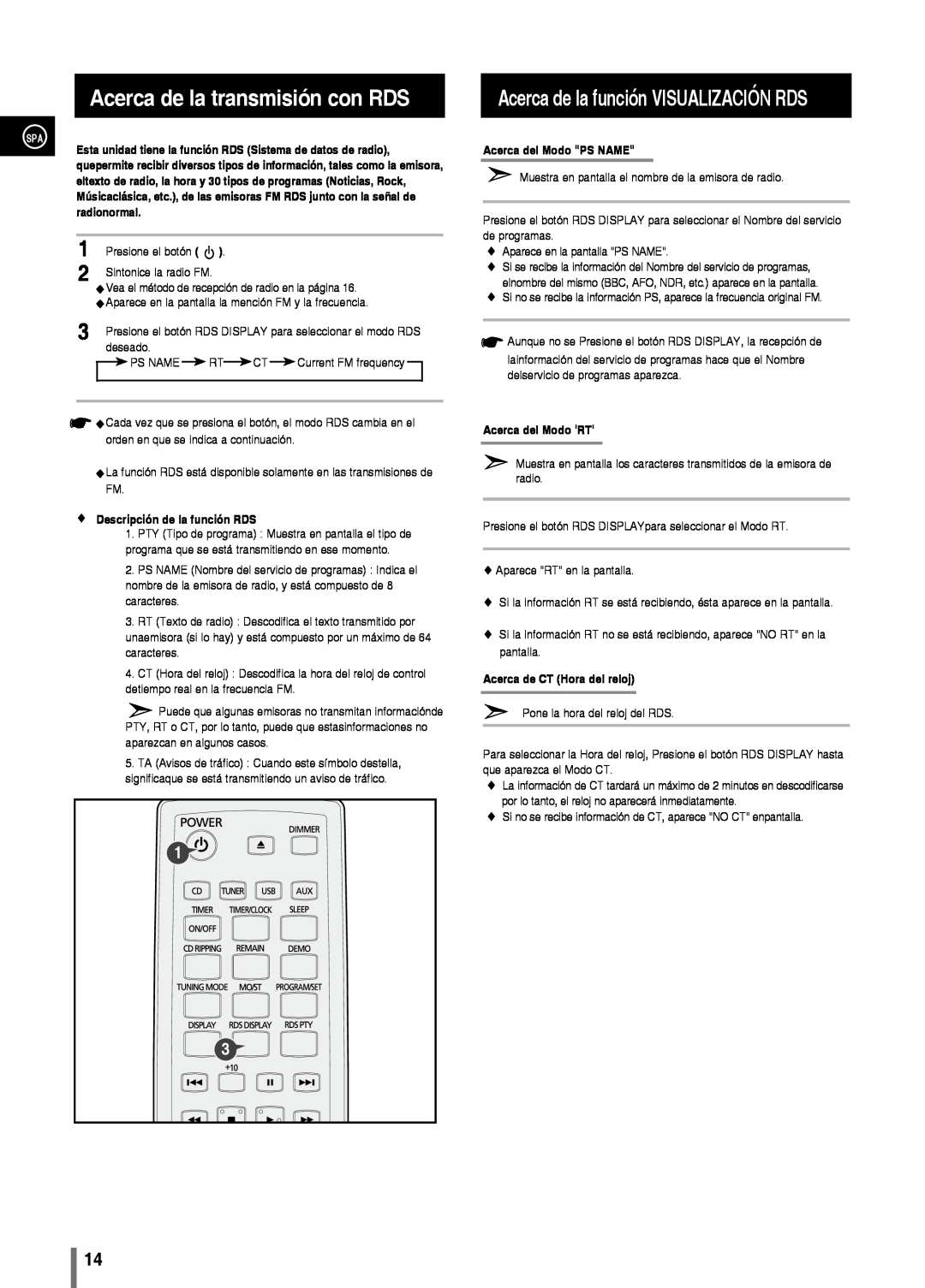 Samsung MM-C330/XEF Acerca de la transmisión con RDS, Acerca de la función VISUALIZACIÓN RDS, Acerca del Modo PS NAME 