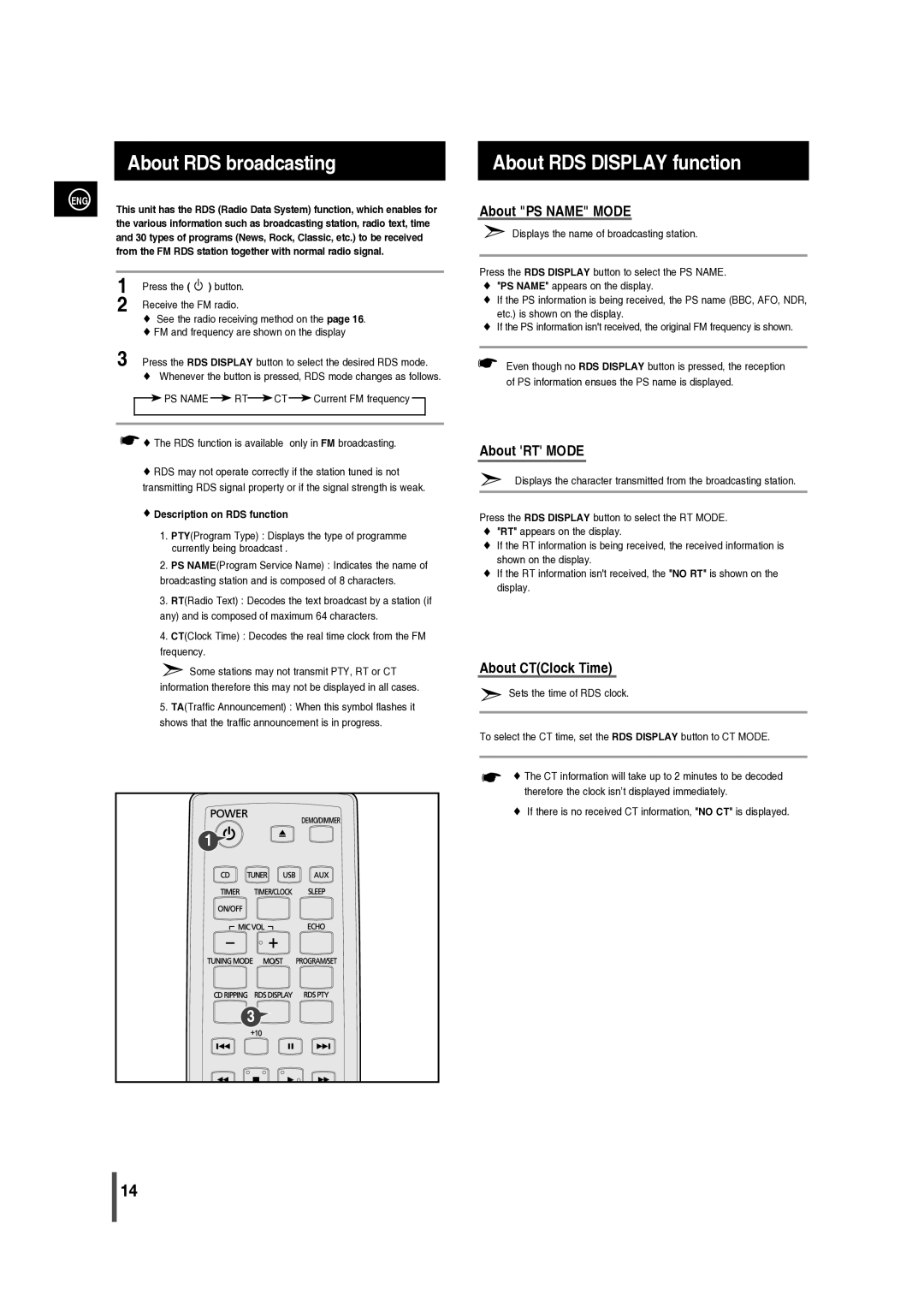 Samsung MM-C330/XER manual About RDS broadcasting, About RDS Display function, Description on RDS function 