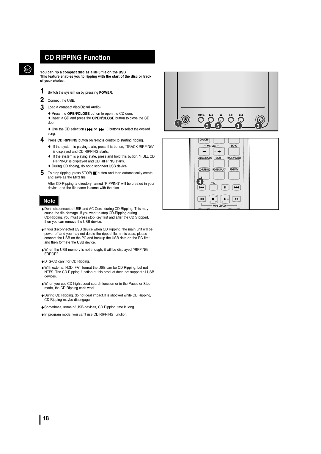 Samsung MM-C330/XER manual CD Ripping Function, You can rip a compact disc as a MP3 file on the USB, Your choice 