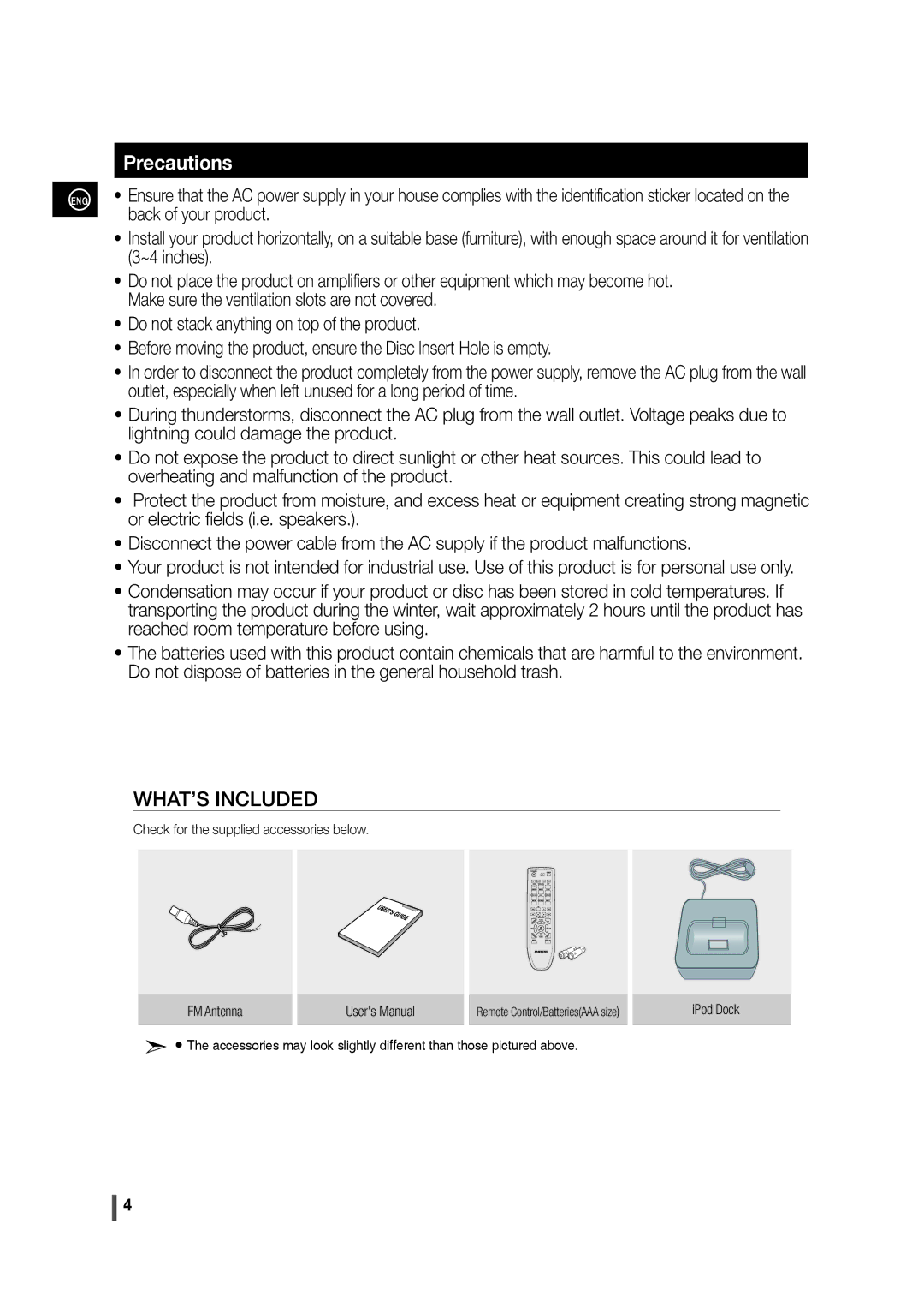 Samsung MM-C430, AH68-02275X user manual Precautions 