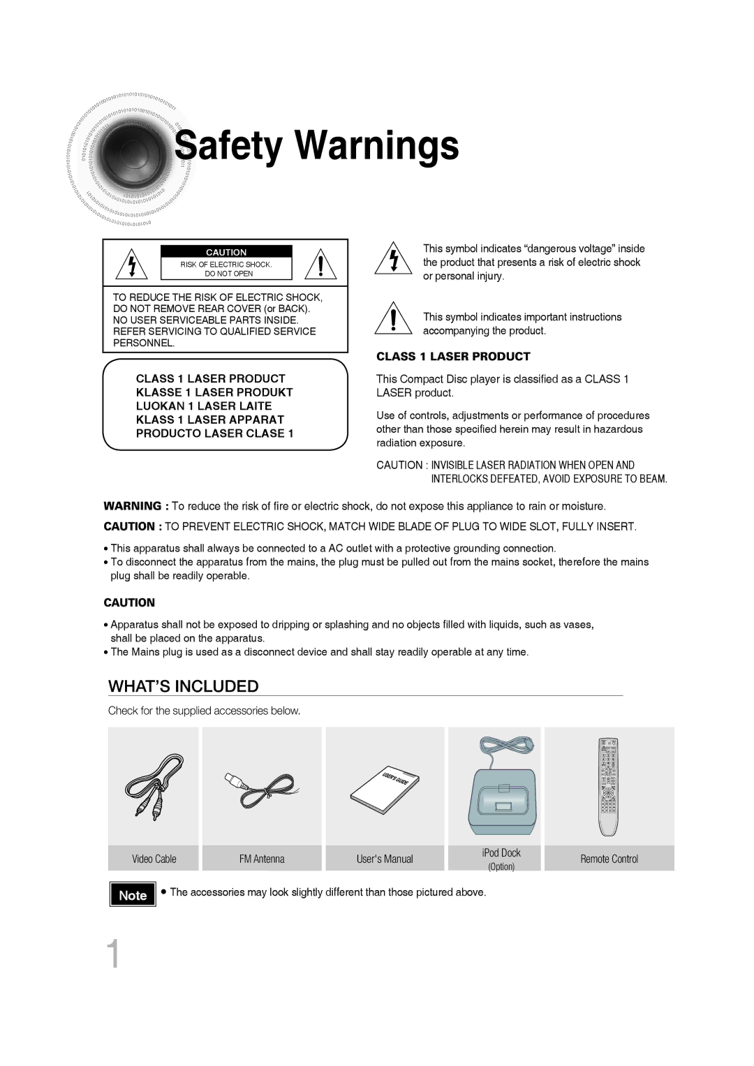 Samsung MM-C530D/XER, MM-C430D/XER manual Safety Warnings, Producto Laser Clase 