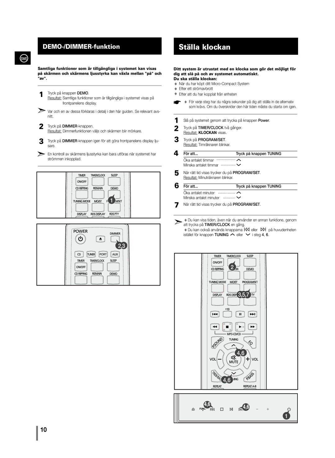 Samsung MM-C430/XEE manual Ställa klockan 