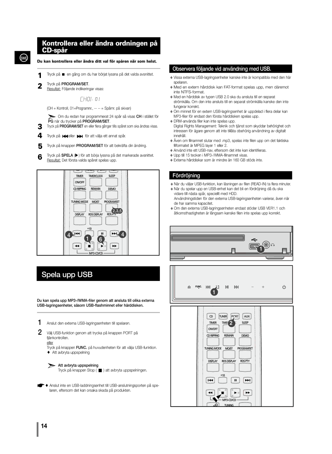 Samsung MM-C430/XEE manual Kontrollera eller ändra ordningen på CD-spår 