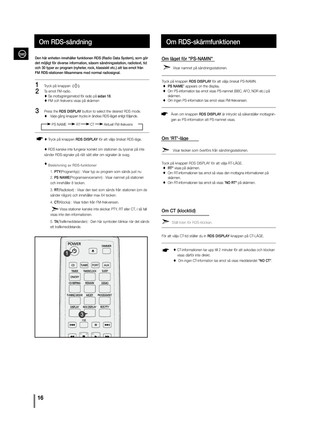 Samsung MM-C430/XEE manual Ta emot FM-radio, Se mottagningsmetod för radio på sidan, FM och frekvens visas på skärmen 