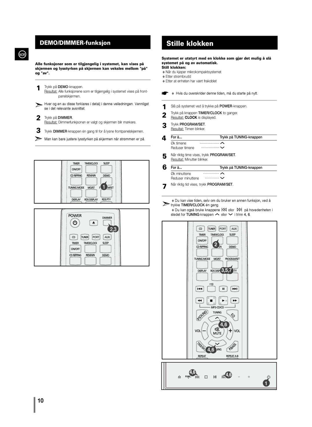 Samsung MM-C430/XEE manual Trykk på DEMO-knappen, Panelskjermen, Trykk på Dimmer 