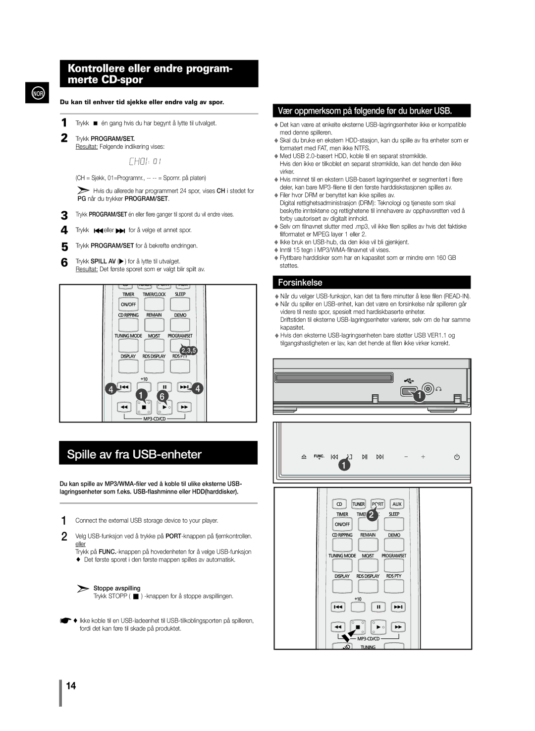 Samsung MM-C430/XEE Kontrollere eller endre program- merte CD-spor, Du kan til enhver tid sjekke eller endre valg av spor 