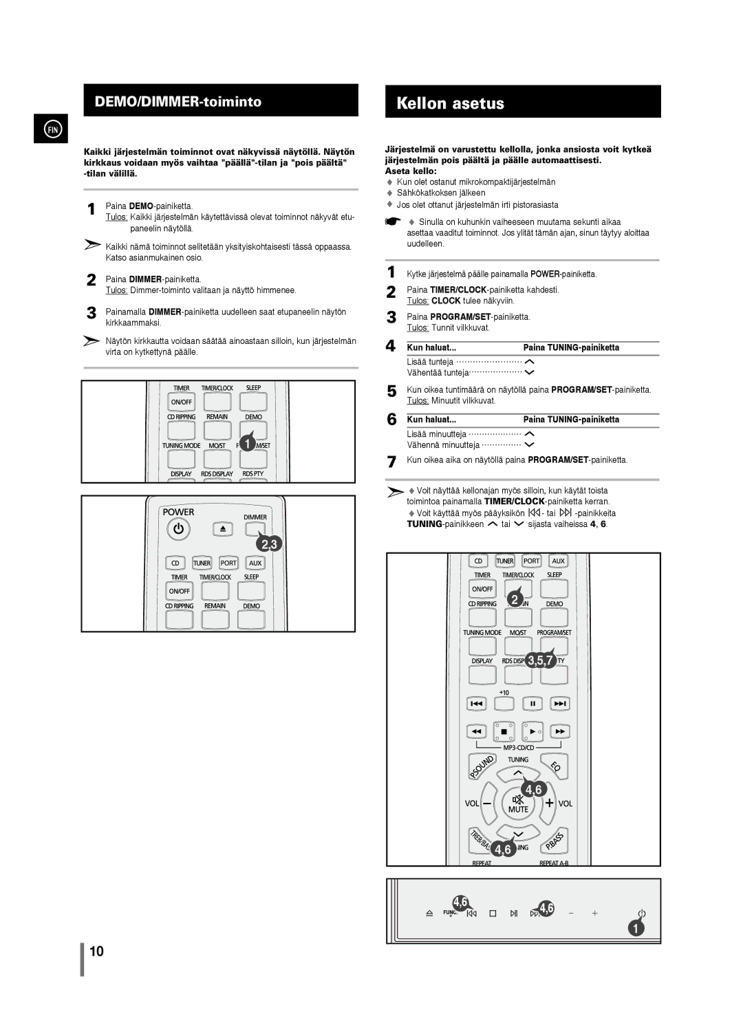 Samsung MM-C430/XEE manual Kellon asetus, Kun haluat Paina TUNING-painiketta 