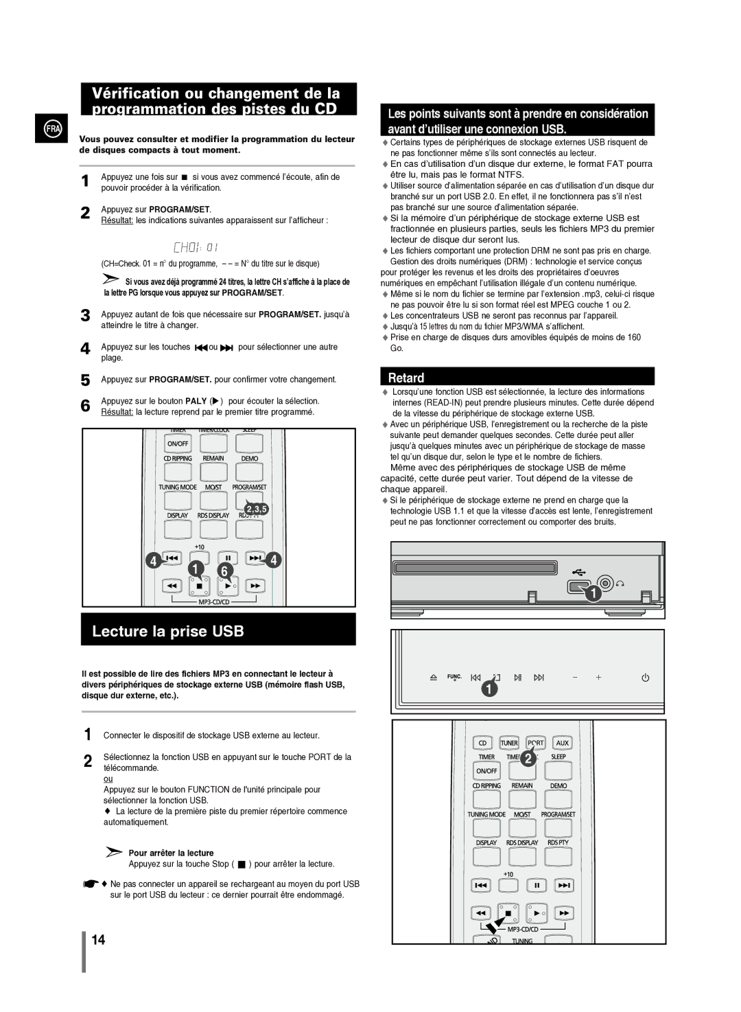 Samsung MM-C430/XEF manual La lettre PG lorsque vous appuyez sur PROGRAM/SET, Pour arrêter la lecture 