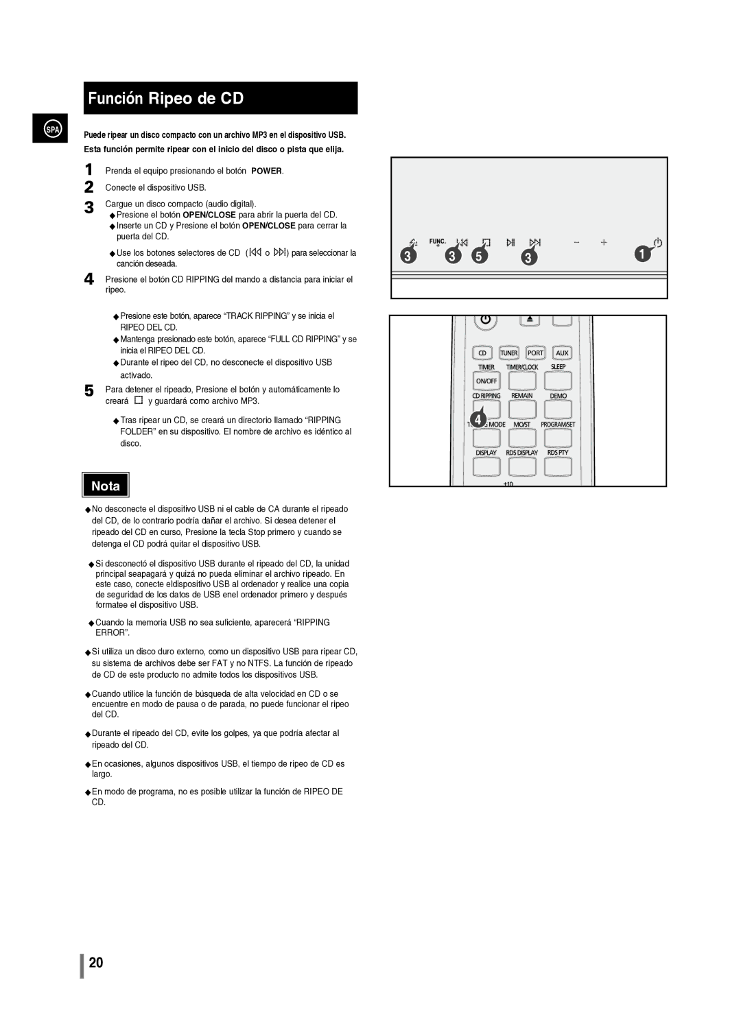 Samsung MM-C430/XEF manual Función Ripeo de CD, Puerta del CD, Canción deseada 