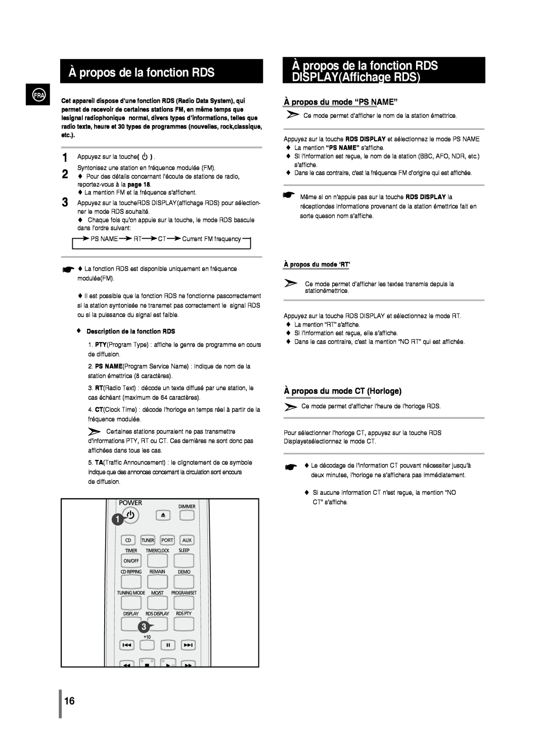 Samsung MM-C430/XEF manual À propos de la fonction RDS DISPLAYAffichage RDS, À propos du mode “PS NAME” 