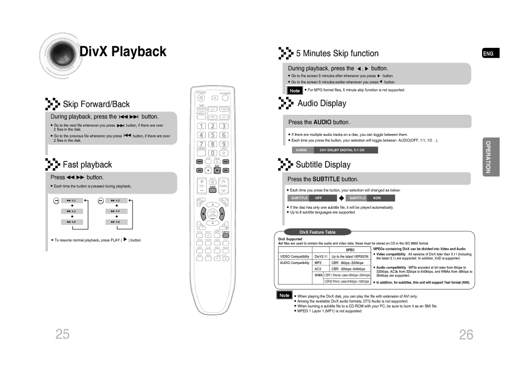 Samsung MM-C550D/MEA, MM-C530D/AFR, MM-C530D/SAH, MM-C430D/MEA, MM-C430D/AFR, MM-C430D/SAH, MM-C430D/UMG manual DivX Playback 