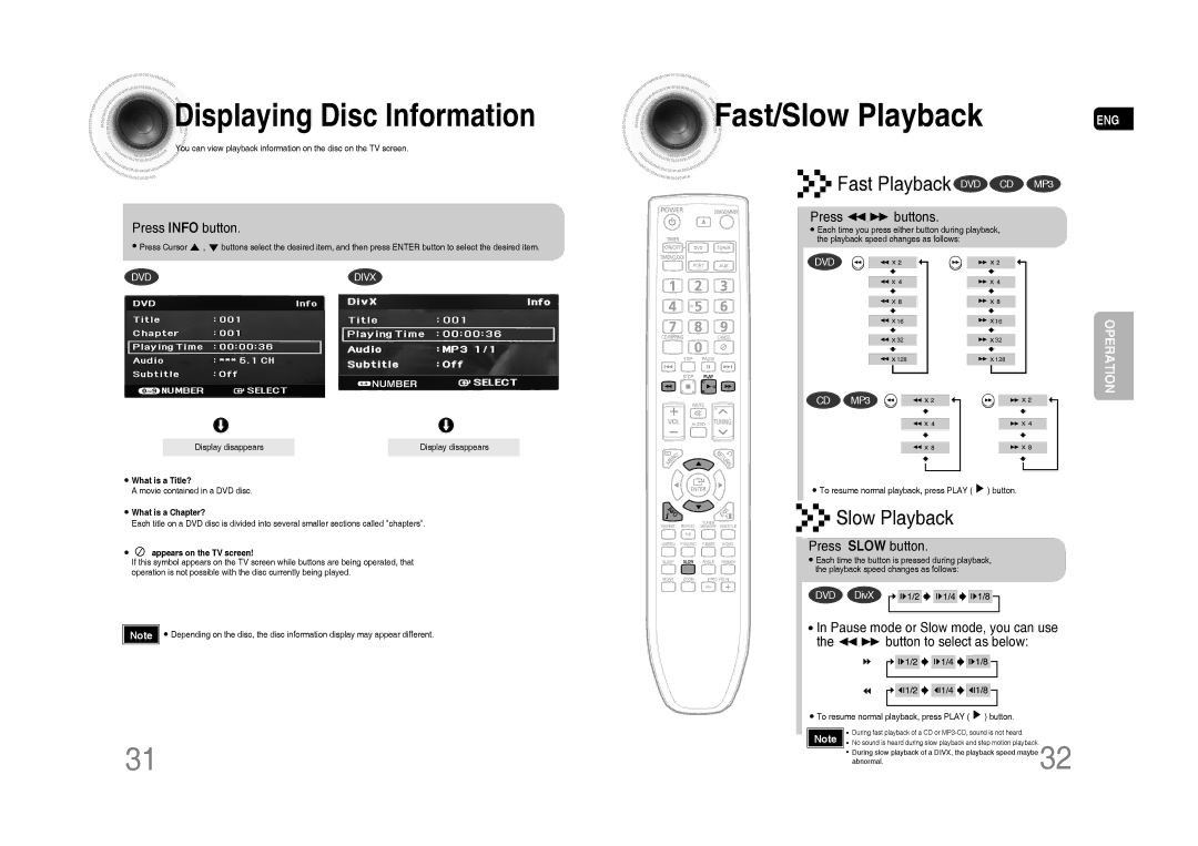 Samsung MM-C430D/UMG, MM-C530D/AFR, MM-C530D/SAH, MM-C430D/MEA manual Press Info button, Press buttons, Press Slow button 