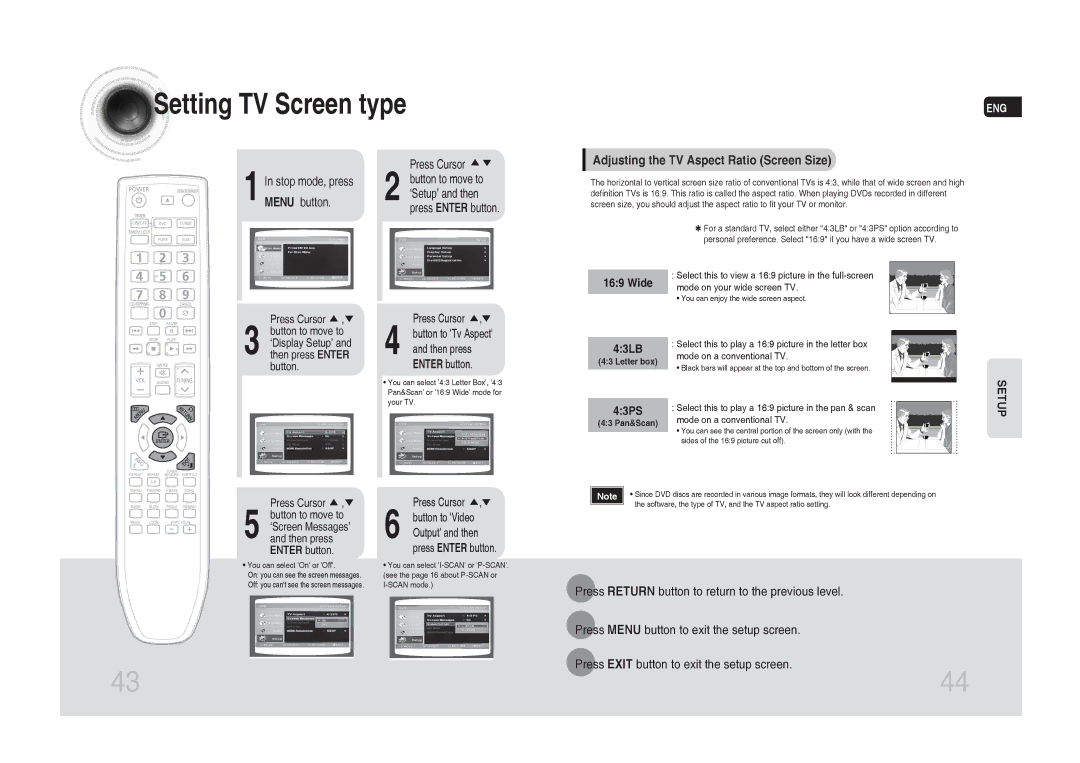 Samsung MM-C530D/SAH, MM-C530D/AFR, MM-C430D/MEA, MM-C550D/MEA, MM-C430D/AFR, MM-C430D/SAH, MM-C430D/UMG Setting TV Screen type 