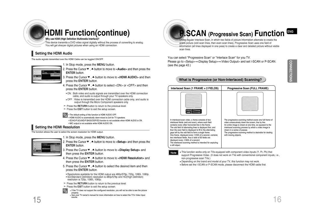 Samsung MM-C530D/UMG, MM-C530D/AFR, MM-C530D/SAH, MM-C430D/MEA, MM-C550D/MEA, MM-C430D/AFR, MM-C430D/SAH Hdmi Functioncontinue 