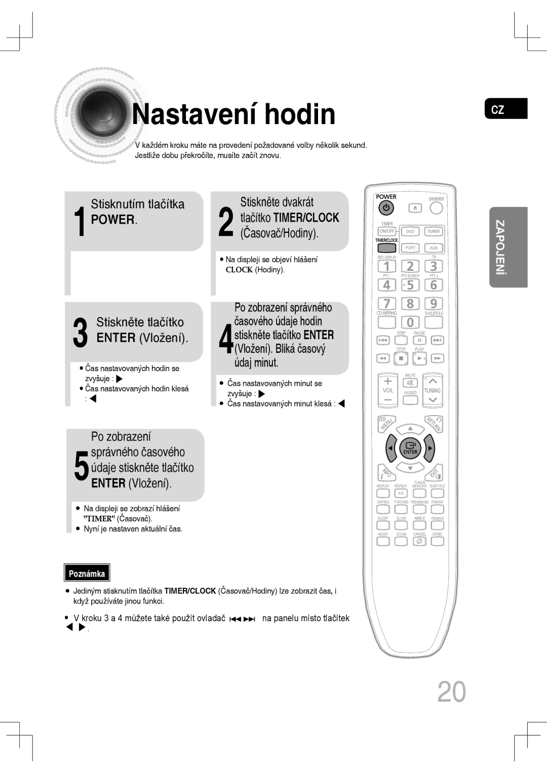 Samsung MM-C550D/EDC, MM-C530D/EDC, MM-C430D/EDC, MM-C530D/XEF manual Nastavení hodin 