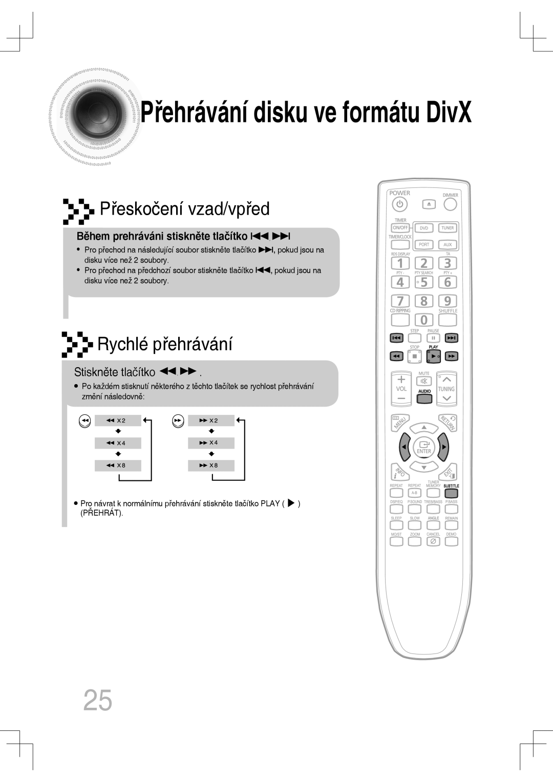 Samsung MM-C530D/XEF, MM-C530D/EDC, MM-C430D/EDC, MM-C550D/EDC manual Přehrávání disku ve formátu DivX 