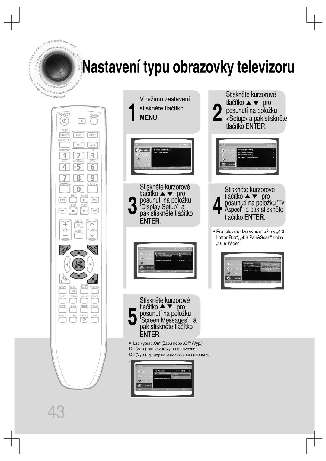 Samsung MM-C430D/EDC, MM-C530D/EDC, MM-C550D/EDC, MM-C530D/XEF manual Stiskněte kurzorové Tlačítko pro 