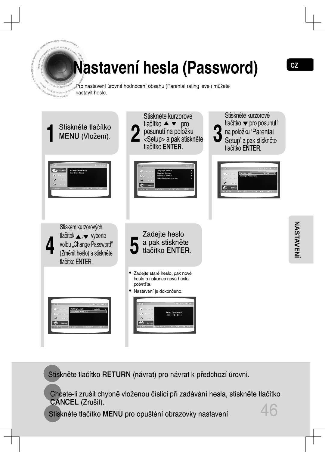 Samsung MM-C530D/EDC, MM-C430D/EDC, MM-C550D/EDC, MM-C530D/XEF manual Nastavení hesla Password, Zadejte heslo 