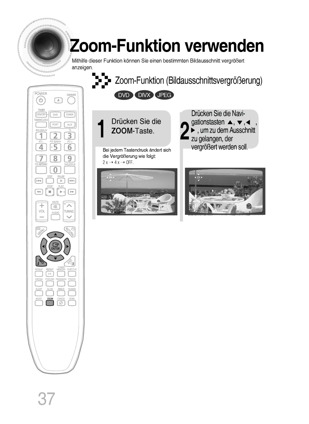 Samsung MM-C530D/XEN, MM-C530D/EDC, MM-C430D/XEN, MM-C430D/EDC manual Zoom -Funktion verwenden, Drücken Sie die Navi 