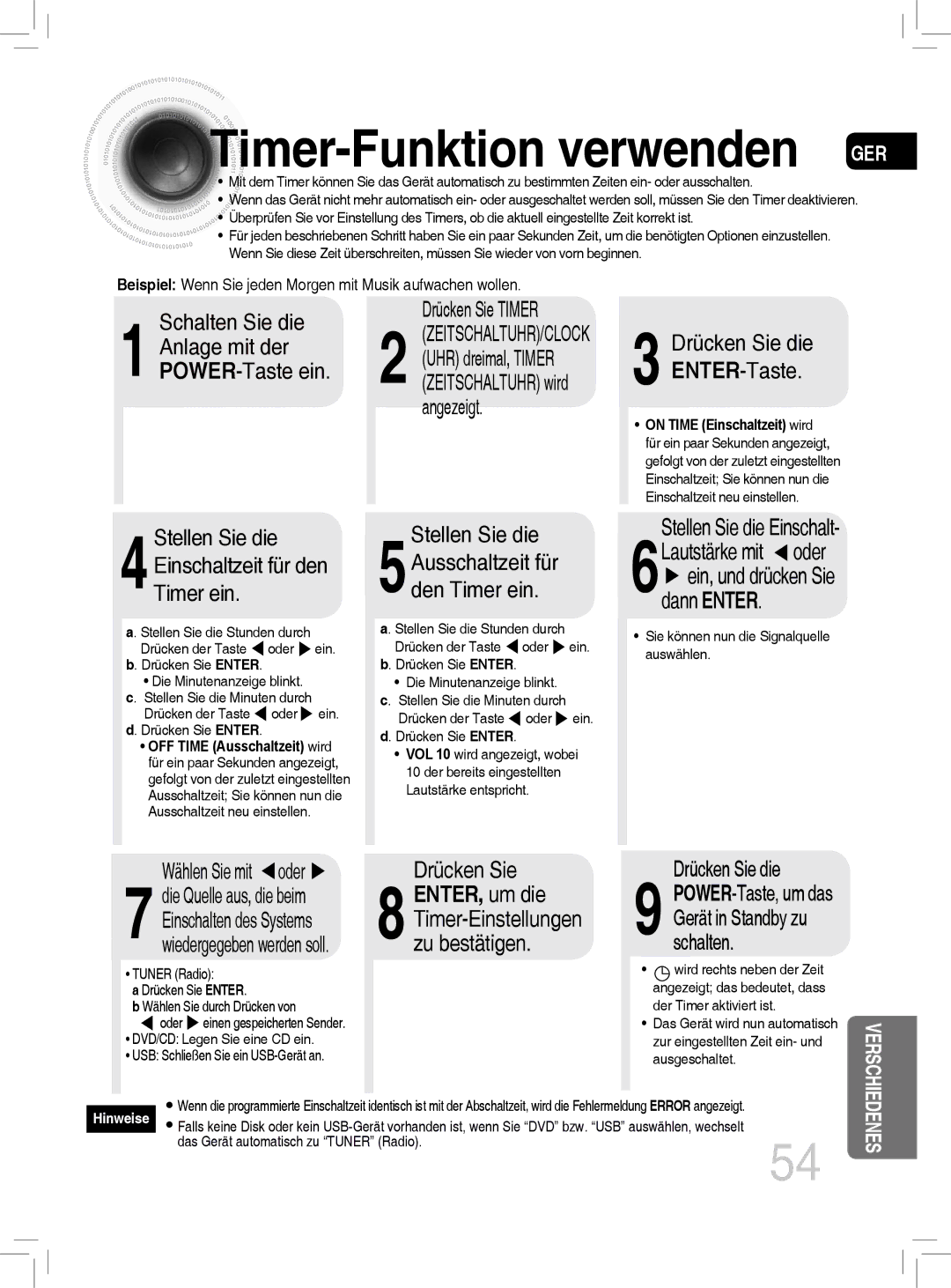 Samsung MM-C530D/EDC, MM-C430D/XEN, MM-C430D/EDC, MM-C530D/XEN manual Timer -Funktion verwenden GER 