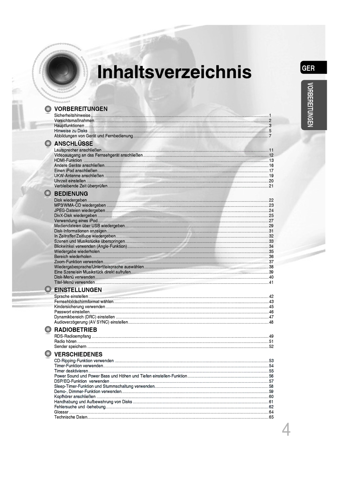 Samsung MM-C430D/EDC, MM-C530D/EDC, MM-C430D/XEN, MM-C530D/XEN manual Inhaltsverzeichnis, Vorbereitungen 