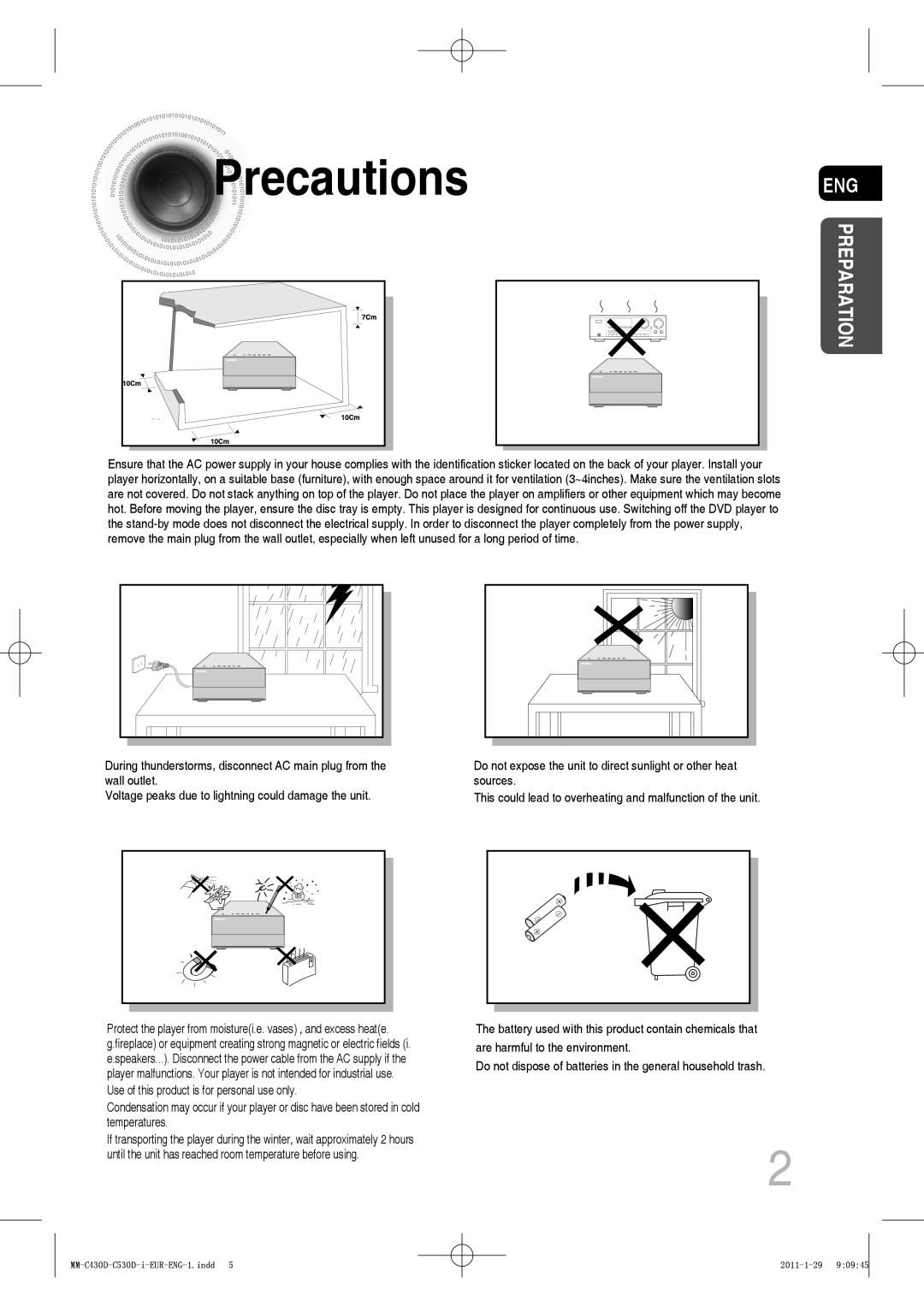 Samsung MM-C530D/XEN, MM-C530D/EDC, MM-C430D/XEN, MM-C430D/EDC, MM-C550D/EDC, MM-C530D/AFR, MM-C530D/SAH manual Precautions, Eng 